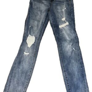 Fashion Nova Blue Skinny Jeans with Distressing